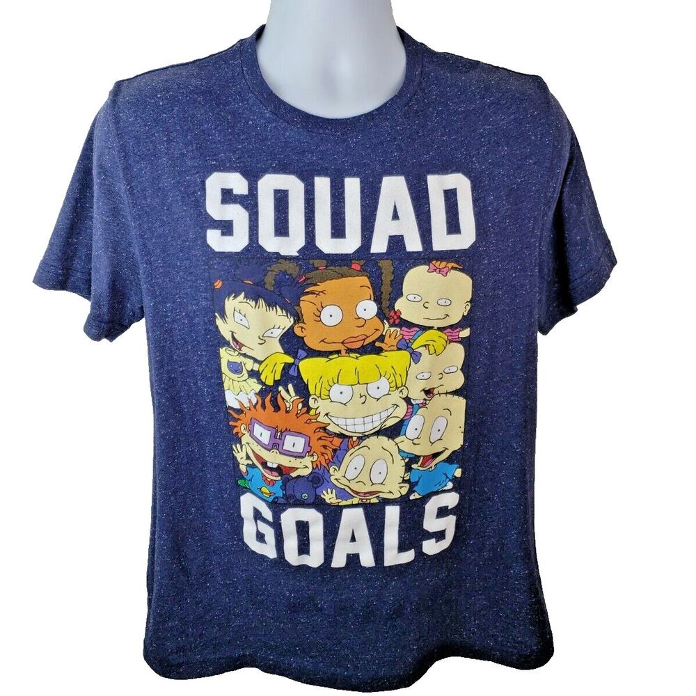 Official Nicklelodeon Rug Rats Cartoon Squad Goals Blue Tshirt Size M